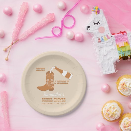 Laarzen Bruisende Rustieke Westerse Bruiloft Count Papieren Bordje (Feest)