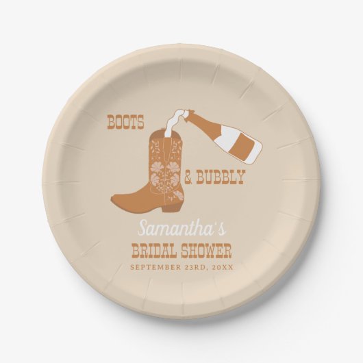 Laarzen Bruisende Rustieke Westerse Bruiloft Count Papieren Bordje (Voorkant)