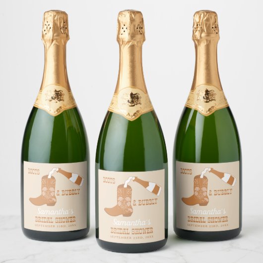 Laarzen Bruisende Rustieke Westerse Bruiloft Sparkling Wijnetiket (Flessen)
