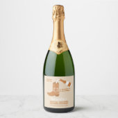 Laarzen Bruisende Rustieke Westerse Bruiloft Sparkling Wijnetiket (Voorkant)