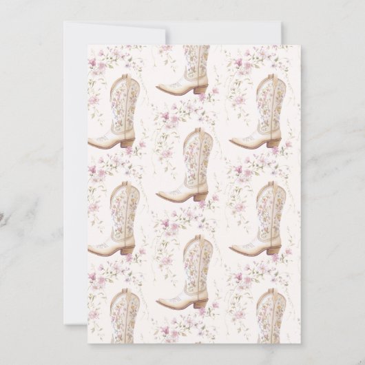 Laarzen & Brunch Roze Bloemen Vrijgezellenfeest Kaart (Achterkant)