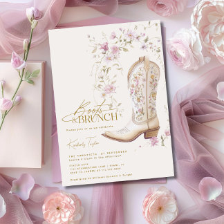 Laarzen & Brunch Roze Bloemen Vrijgezellenfeest Kaart