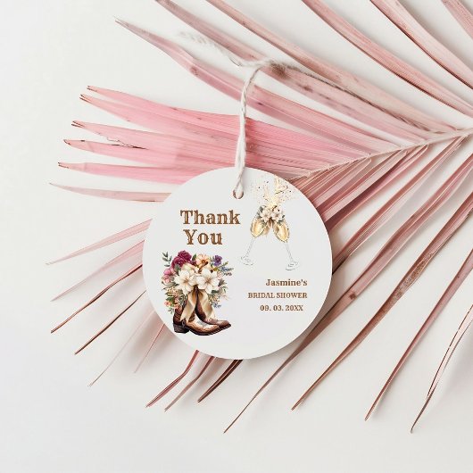 Laarzen & Bubbel Boho Westerse Bruiloftsfeest Borr Bedankjes Labels