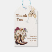 Laarzen & Bubbel Boho Westerse Bruiloftsfeest Cadeaulabel (Voorkant)