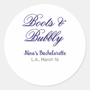 Laarzen & Bubbel vrijgezellenfeest naam purpleplac Ronde Sticker