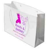 Laarzen & bubbelende champagnefles bruidsfeest roz groot cadeauzakje (Achterkant Gekanteld)