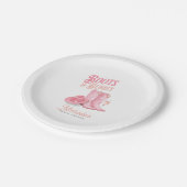 Laarzen & Bubbelende Western Cowgirl Roze Bruidsdi Papieren Bordje (Gekanteld)