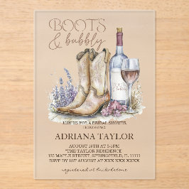 Laarzen & Bubbelig Westerse Bruiloft Borrel Acryl Uitnodigingen