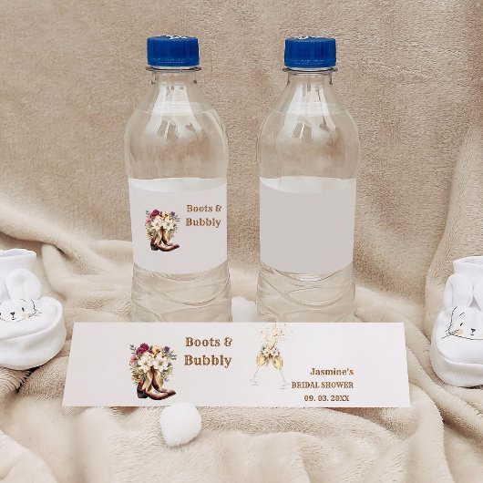 Laarzen & bubbelige Boho Westerse Bruiloftsfeest Waterfles Etiket