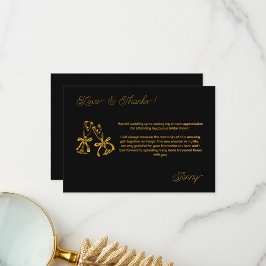 Laarzen & Bubbelige Bruidsmeisjesborrel Bedankkaart (Voorkant / Achterkant in situ)