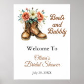 Laarzen & Bubbelige Rustieke Bruiloft Feestelijke Poster (Voorkant)
