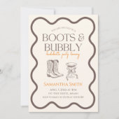 Laarzen & Bubbels Bachelorette Party Hand getrokke Kaart (Voorkant)