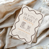 Laarzen & Bubbels Bachelorette Party Hand getrokke Kaart