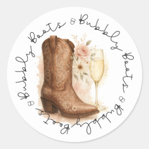 Laarzen & bubbels Country western laars bruidsdouc Ronde Sticker