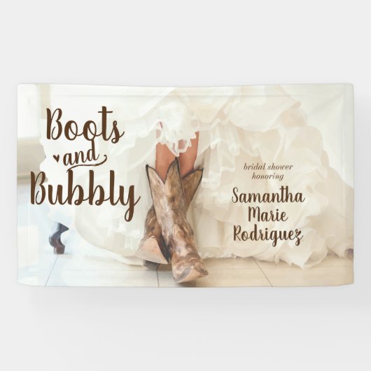 Laarzen & Bubbels Texas Bruid in Laarzen Bruiloft Spandoek (Horizontaal)