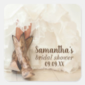 Laarzen & Bubbels Texas Bruid in Laarzen Bruiloft  Vierkante Sticker (Voorkant)