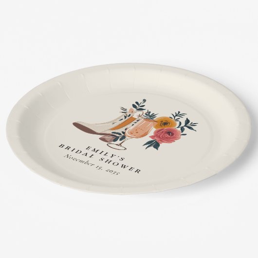 Laarzen & Bubbels Westerse Bruidsmeisjesborrel Papieren Bordje (Gekanteld)