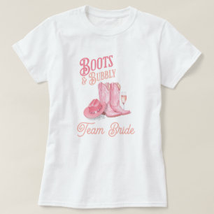 Laarzen & Bubbels Westerse Cowgirl Roze Bruidsdine T-shirt