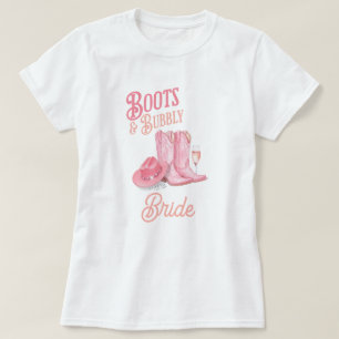 Laarzen & Bubbels Westerse Cowgirl Roze Bruidsdine T-shirt
