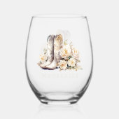 Laarzen & Bubble Elegant Bloemen Bruids Bruidsmeis Wijnglas Zonder Voet (Voorkant)