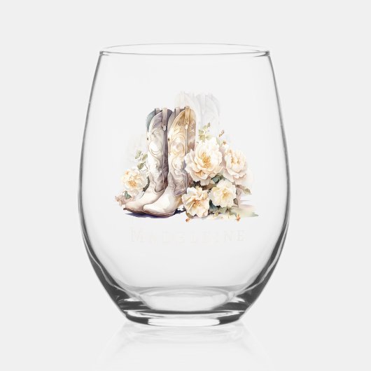 Laarzen & Bubble Elegant Bloemen Bruids Bruidsmeis Wijnglas Zonder Voet (Voorkant)