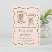 Laarzen & Bubble Hand getrokken bruids douche uitn Kaart (Staand voorkant)