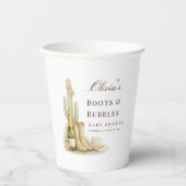Laarzen & Bubbles Boho Chic Westerse Babyborrel Papieren Bekers (Voorkant)