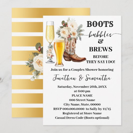 Laarzen Bubbles & Brouwsels Winter Bruidsbruiloft Kaart (Voorkant / Achterkant)