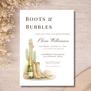 Laarzen & Bubbles Coquette Westerse Baby Shower Kaart