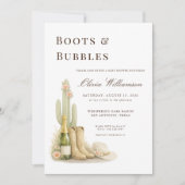 Laarzen & Bubbles Coquette Westerse Baby Shower Kaart (Voorkant)