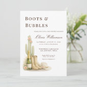 Laarzen & Bubbles Westerse Babyborrel Kaart (Staand voorkant)