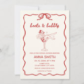 Laarzen & Bubbly Handgetekende Rodeo Red Vrijgezel Kaart (Voorkant)