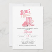 Laarzen & Bubbly Roze Westerne Cowgirl Vrijgezelle Kaart (Voorkant)