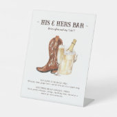 Laarzen & Bubbly Rustiek Western Bar Teken Reclamebord Met Voetstuk (Voorkant)
