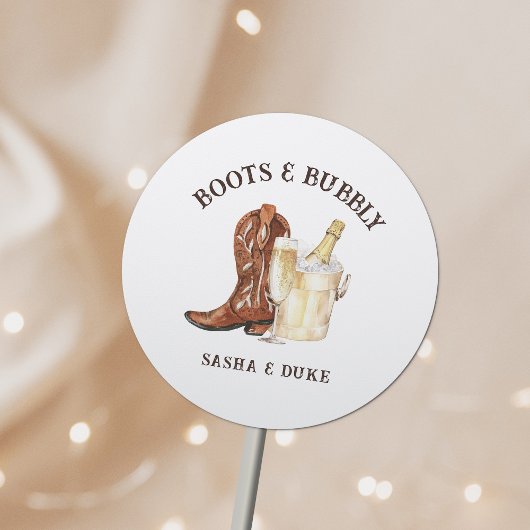 Laarzen & Bubbly Rustieke Westerne bruiloft Ronde Sticker