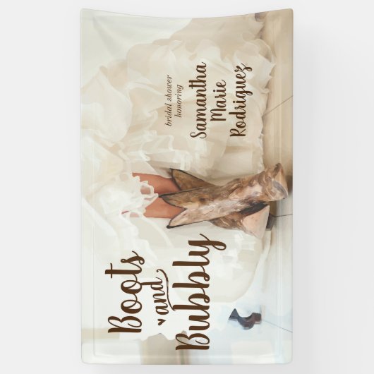 Laarzen & Bubbly Texas Bruid in Laarzen Bruiloft F Spandoek (Verticaal)