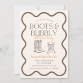 Laarzen & Bubbly Vrijgezellenfeest Hand Geïllustre Kaart (Voorkant)