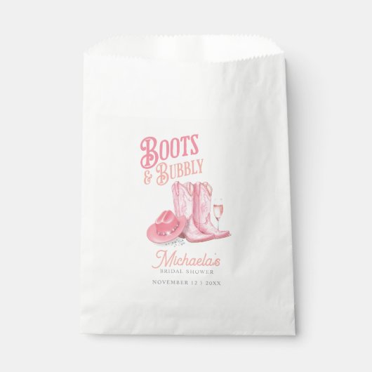 Laarzen & Bubbly Western Cowgirl Roze Vrijgezellen Bedankzakje (Voorkant)