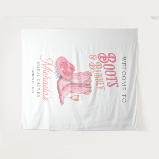 Laarzen & Bubbly Western Cowgirl Roze Vrijgezellen Wandkleed (Voorkant (horizontaal))