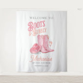 Laarzen & Bubbly Western Cowgirl Roze Vrijgezellen Wandkleed (Voorkant)