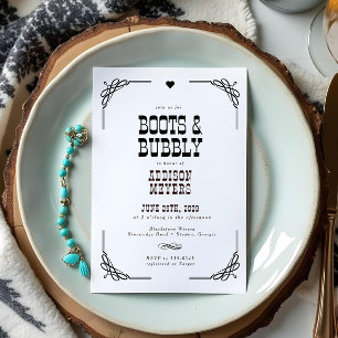 Laarzen & Bubbly Western Cowgirl Vrijgezellenfeest Kaart