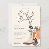 Laarzen & Bubbly Western Vrijgezellenfeest Kaart (Voorkant)