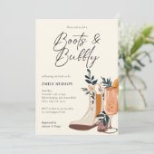 Laarzen & Bubbly Western Vrijgezellenfeest Kaart (Staand voorkant)