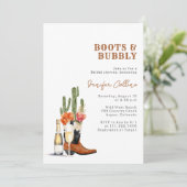 Laarzen & Bubbly Western Vrijgezellenfeest Kaart (Staand voorkant)