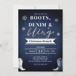 Laarzen Denim Bling Kerk Brunch Kerstfeest Kaart
