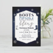 Laarzen Denim Bling Lijst Kerst Kerk Brunch Kaart (Staand voorkant)