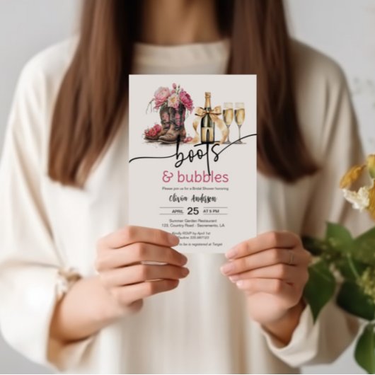 Laarzen en bellen bruids douche uitnodiging kaart