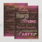 Laarzen en Bling Bachelorette Party Uitnodigingen (Voorkant / Achterkant)