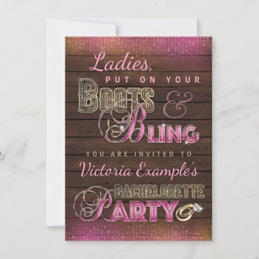 Laarzen en Bling Bachelorette Party Uitnodigingen (Voorkant)