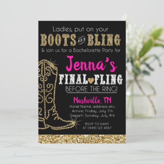 Laarzen en Bling Country Western Nashville Feestje Kaart (Staand voorkant)